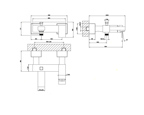 Gessi Rettangolo Смеситель однорычажный для ванны с автоматическим переключателем ванна/душ, цвет: хром. 20013#031