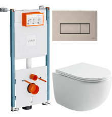 Комплект Унитаз подвесной Ceramicanova UP Rimless CN4007 белый + Инсталляция VitrA V-Fix Core 732-5800-01PV + Кнопка Root Square 740-2395 никель