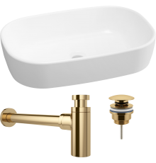 Комплект Раковина Lavinia Boho Bathroom Sink 33311002 + Донный клапан Wellsee Drainage System 182141000 золото + Сифон 182106000 золото