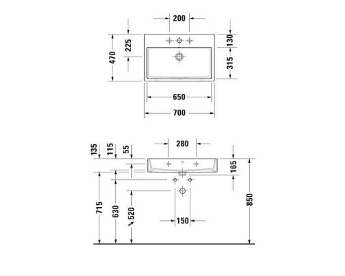 Duravit Vero Air Раковина накладная 70х47см, с 1 отв., цвет: белый. 2350700027