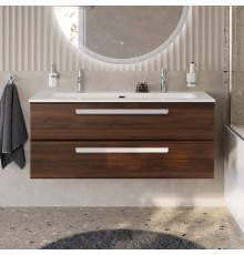 Тумба с раковиной Cezares Eco Cer-N 120, орех шоколад софт, раковина Eco 120-1-2, ручки сатин