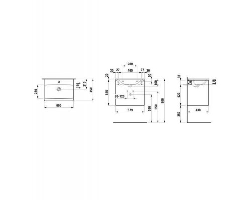 Laufen Palace Комплект мебели 600х450х545 мм., с раковиной Slim, 2 ящика, органайзер для ящика, ручка анодированный алюминий, цвет: белый матовый. 8.6070.2.260.104.1 Laufen Palace Комплект мебели 600х450х545 мм., с раковиной Slim, 2 ящика, органайзер для ящика, ручка анодированный алюминий, цвет: белый матовый. 8.6070.2.260.104.1
