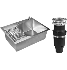 Комплект Мойка Wisent WS37050 с раздвижным коландером и дозатором + Измельчитель Bone Crusher BC 610-AS