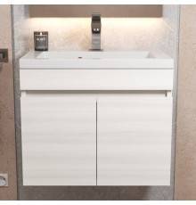 Тумба с раковиной Uperwood Eva 50 подвесная, 2 дверцы, дуб харбор белый