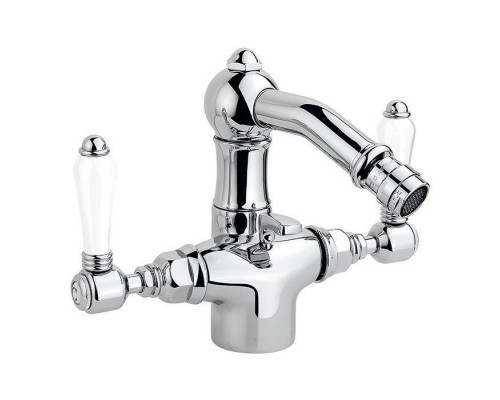 Nicolazzi P.M.Blanc Смеситель для биде с 2мя ручками, на 1 отв., с донным клапаном, излив 127мм, цвет: хром. 1434CR78