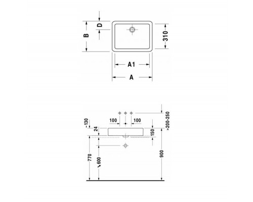 Duravit Vero Раковина 60x38 см, без отв., без перелива, цвет: белый. 455600000