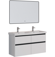 Мебель для ванной комнаты Lemark Combi 125 черная глянцевая, белая глянцевая