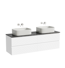 Тумба с раковиной Sancos Folk 160, bianco, столешница черный мрамор TT160A1, раковина CN6052MSG
