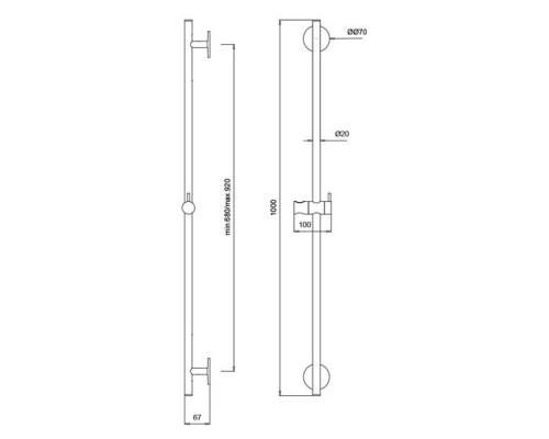 Almar Душевая штанга 100см, цвет: High Brass Brushed PVD. E087075.HB