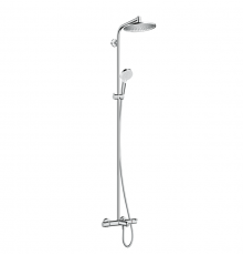 Hansgrohe Crometta Showerpipe S 240 SHP: термостат для ванны + стойка с верхним душем 240мм + ручной душ со шлангом 160мм, цвет: хром. 27320000