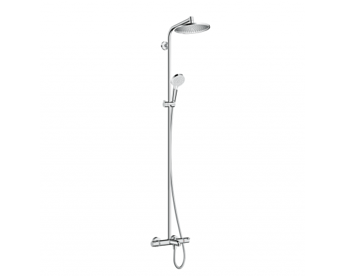 Hansgrohe Crometta Showerpipe S 240 SHP: термостат для ванны + стойка с верхним душем 240мм + ручной душ со шлангом 160мм, цвет: хром. 27320000 Hansgrohe Crometta Showerpipe S 240 SHP: термостат для ванны + стойка с верхним душем 240мм + ручной душ со шлангом 160мм, цвет: хром. 27320000