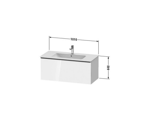 Duravit D-Neo Тумбочка подвесная 101х44x46.2см., раковина, 1 ящик, цвет: белый высокоглянцевый. 2336100000,  DE426302222