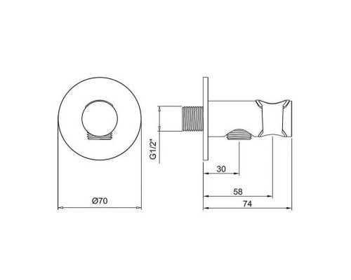 Almar Round Подключение для душевого шланга с держателем душа, цвет: Black Absolute Brushed PVD. E095037.AB