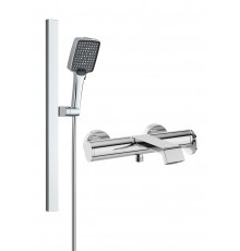 Смеситель для ванны с душем STWORKI Лерум S04100CR + Душевой гарнитур Ольборг S20190CR, хром