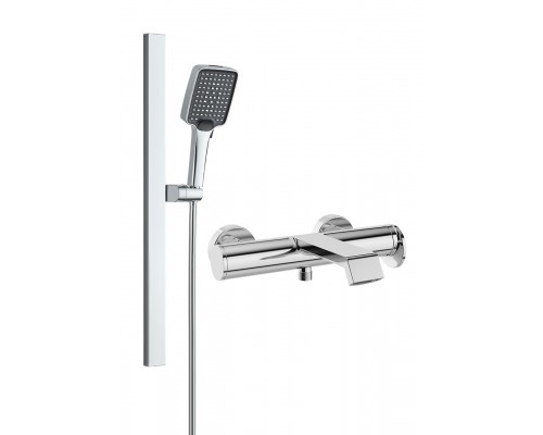 Смеситель для ванны с душем STWORKI Лерум S04100CR + Душевой гарнитур Ольборг S20190CR, хром