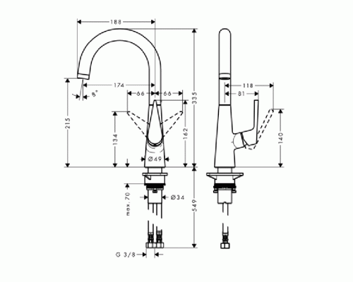 Hansgrohe Kitchen Кухонный смеситель для кухни, однорычажный, цвет: хром. 72814000 Hansgrohe Kitchen Кухонный смеситель для кухни, однорычажный, цвет: хром. 72814000