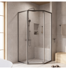 Душевой уголок Cezares Relax RELAX-304-P-1-100-C-GM 100x100, профиль оружейная сталь