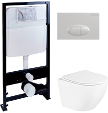 Комплект Унитаз подвесной BelBagno Uno BB3105CHR/SC + Инсталляция EWRIKA ProLT 0026-2020 + Кнопка 0052 белая