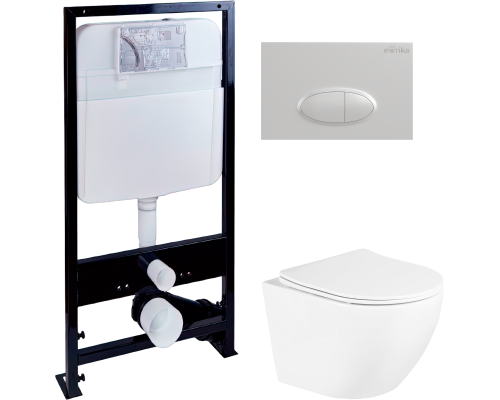 Комплект Унитаз подвесной BelBagno Uno BB3105CHR/SC + Инсталляция EWRIKA ProLT 0026-2020 + Кнопка 0052 белая Комплект Унитаз подвесной BelBagno Uno BB3105CHR/SC + Инсталляция EWRIKA ProLT 0026-2020 + Кнопка 0052 белая