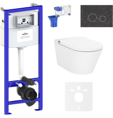 Комплект Lavinia Boho Унитаз подвесной Smart V-Clean 3359102R с микролифтом + Инсталляция RelFix 38010010 + Кнопка RelFix 38050902 + Дозатор RelFix 38040010