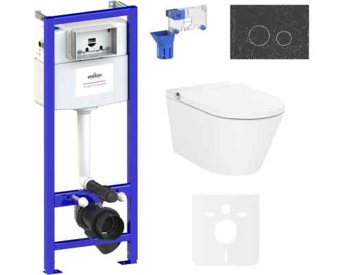 Комплект Lavinia Boho Унитаз подвесной Smart V-Clean 3359102R с микролифтом + Инсталляция RelFix 38010010 + Кнопка RelFix 38050902 + Дозатор RelFix 38040010