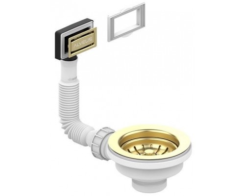 Alv 1144841 Выпуск для мойки 114 Gold new, с рамкой и заглушкой (гофра) 1144841