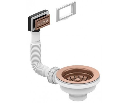 Alv 1144842 Выпуск для мойки 114 Copper new, с рамкой и заглушкой (гофра) 1144842