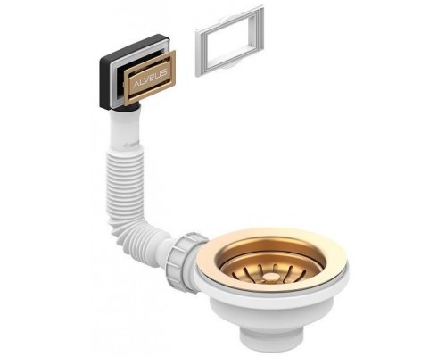 Alv 1144844 Выпуск для мойки 114 Bronze new, с рамкой и заглушкой (гофра) 1144844