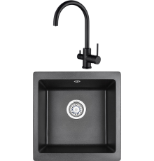Комплект Мойка кухонная Granula 4451, черный + Смеситель Kaiser Merkur 26744-9 черный