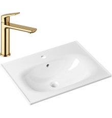Комплект Раковина Lavinia Boho Bathroom Sink 33312010 + Смеситель Wellsee ICON! for life 182303000 золото