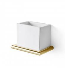 3SC Guy Стакан подвесной, композит Solid Surface, цвет: белый матовый/золото 24к. Lucido. GU03GD