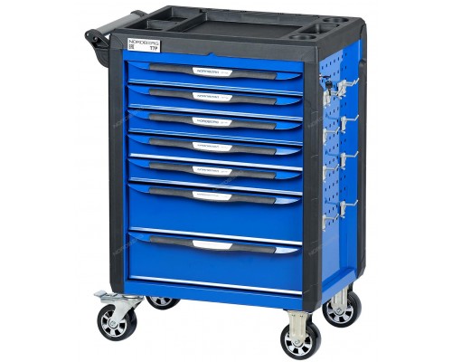 Тележка инструментальная, 7 выдвижных ящиков, с системой защиты от опрокидывания, синяя NORDBERG T7P