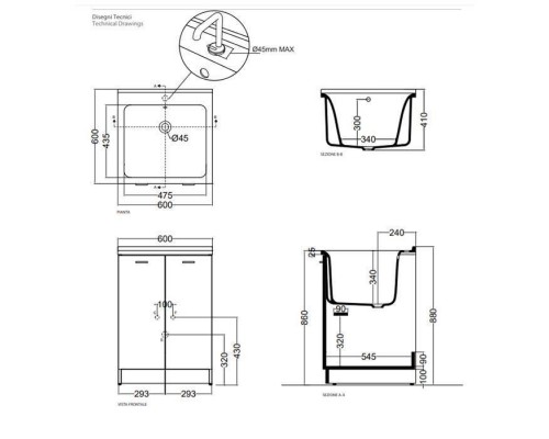 Kerasan Aquadom Раковина 60х60 см, без отв., цвет: белый. 029401*0 Kerasan Aquadom Раковина 60х60 см, без отв., цвет: белый. 029401*0
