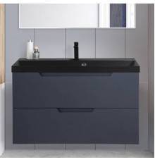 Тумба с раковиной BelBagno Vittoria 90 подвесная, grigio opaco, черная матовая раковина