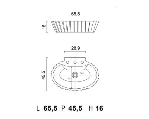 Oasis Plissegrave; Раковина 66x46x16 см, 3 отв., накладная, цвет: хром/белый. 0PILAOVBLCR3