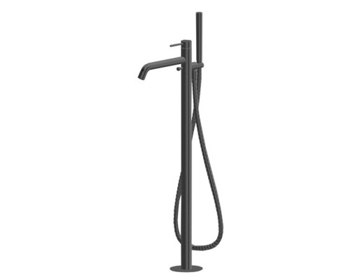 Newform X-STEEL 316 Смеситель для ванны напольный, излив 243 мм, в компл: руч. душ, шланг, без встр. части, цвет: PVD Brushed gun metal. 69684EX.59.064