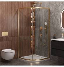 Душевой уголок Cezares Molveno R 2 90 C BORO IV, 90х90 см, профиль брашированное золото, стекло прозрачное