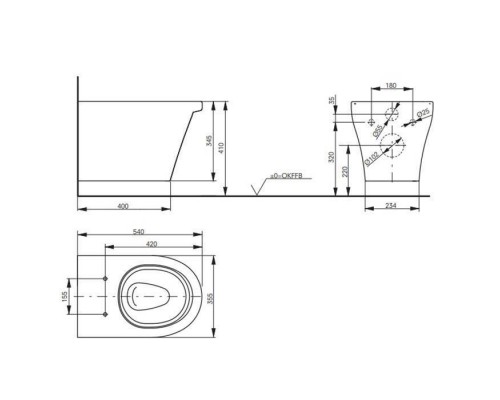 TOTO CF Унитаз 355x540x345мм с сиденьем без микролифта, подвесной, безободковый, Tornado Flush, CeFiONtect, цвет: белый. CW132Y#NW1, VC130 TOTO CF Унитаз 355x540x345мм с сиденьем без микролифта, подвесной, безободковый, Tornado Flush, CeFiONtect, цвет: белый. CW132Y#NW1, VC130