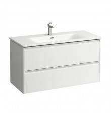 Laufen Palace Комплект мебели 100х45х54.5см, с раковиной Slim, 2 ящика, органайзер для ящика, ручка анодированный алюминий, цвет: белый матовый. 8.6070.7.260.104.1
