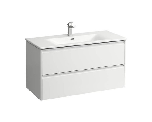 Laufen Palace Комплект мебели 100х45х54.5см, с раковиной Slim, 2 ящика, органайзер для ящика, ручка анодированный алюминий, цвет: белый матовый. 8.6070.7.260.104.1