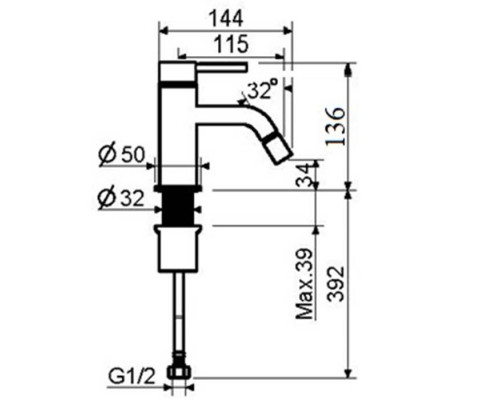 Plumberia Selection IXO Смеситель для биде, на 1 отв., цвет: черный матовый. XO0063NO Plumberia Selection IXO Смеситель для биде, на 1 отв., цвет: черный матовый. XO0063NO