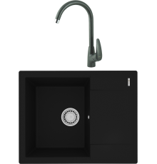 Комплект Мойка кухонная Lemark Imandra 640 9910019 антрацит + Смеситель Linara LM0405PAN антрацит