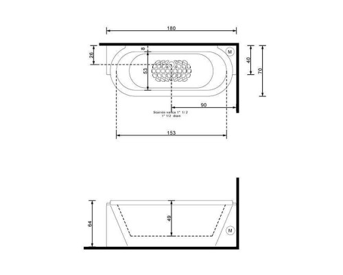 Gruppo Treesse PLAYA ванна с гидромассажем 180х70хh64 см, с фронтальной и боковой панелью, DX (правый вариант), цвет белый/хром. V8187DBN8FDS