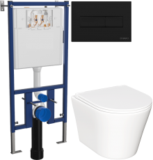 Комплект Унитаз подвесной Ceramicanova Forma CN3011 с микролифтом + Инсталляция DIWO 4501 + Кнопка 7323 черная матовая