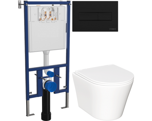 Комплект Унитаз подвесной Ceramicanova Forma CN3011 с микролифтом + Инсталляция DIWO 4501 + Кнопка 7323 черная матовая Комплект Унитаз подвесной Ceramicanova Forma CN3011 с микролифтом + Инсталляция DIWO 4501 + Кнопка 7323 черная матовая