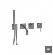 Almar Modular Смеситель для ванны, настенный, с ручным душем, цвет: Gun Metal Brushed PVD. E180193.GM