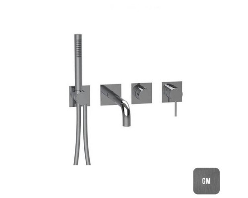 Almar Modular Смеситель для ванны, настенный, с ручным душем, цвет: Gun Metal Brushed PVD. E180193.GM Almar Modular Смеситель для ванны, настенный, с ручным душем, цвет: Gun Metal Brushed PVD. E180193.GM