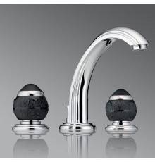 THG Panthere Cristal noir Смеситель для раковины, 3 отв., цвет: хром/черный хрусталь. A2K-A02-151