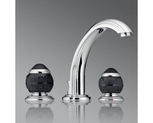 THG Panthere Cristal noir Смеситель для раковины, 3 отв., цвет: хром/черный хрусталь. A2K-A02-151
