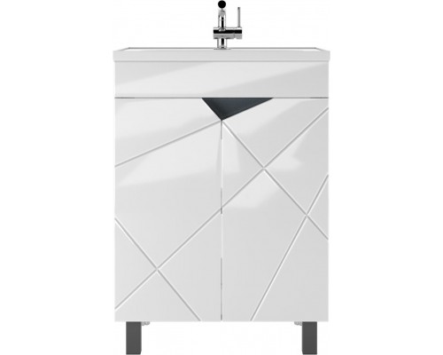 Тумба с раковиной Домино Vector 60 напольная, белая, раковина Absolute